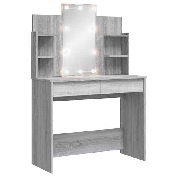 LED-valgustusega tualettlaud, hall Sonoma tamm, 96 × 40 × 142 cm