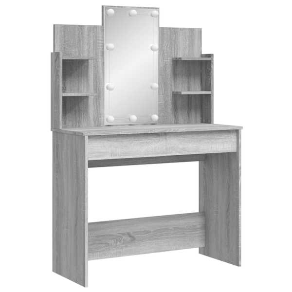 LED-valgustusega tualettlaud, hall Sonoma tamm, 96 × 40 × 142 cm