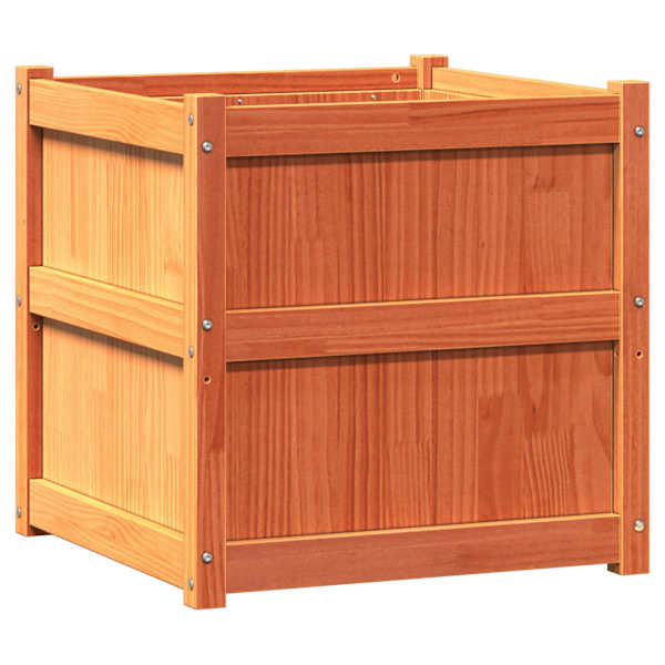 Taimekast 60 × 60 × 60 cm, täismännipuit – pruun – 2 tk