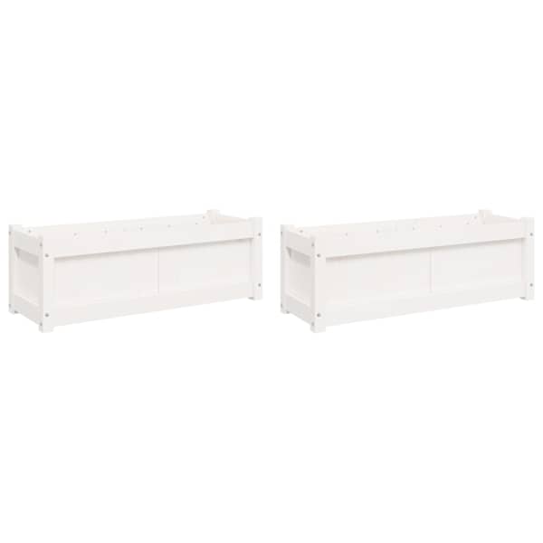 Taimekast 90 × 31 × 31 cm, täismännipuit – valge – 2 tk