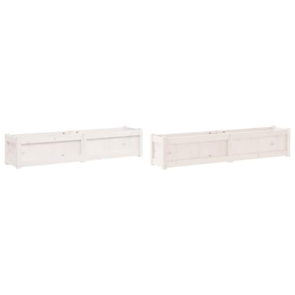 Taimekast 150 × 31 × 31 cm, täismännipuit – valge – 2 tk