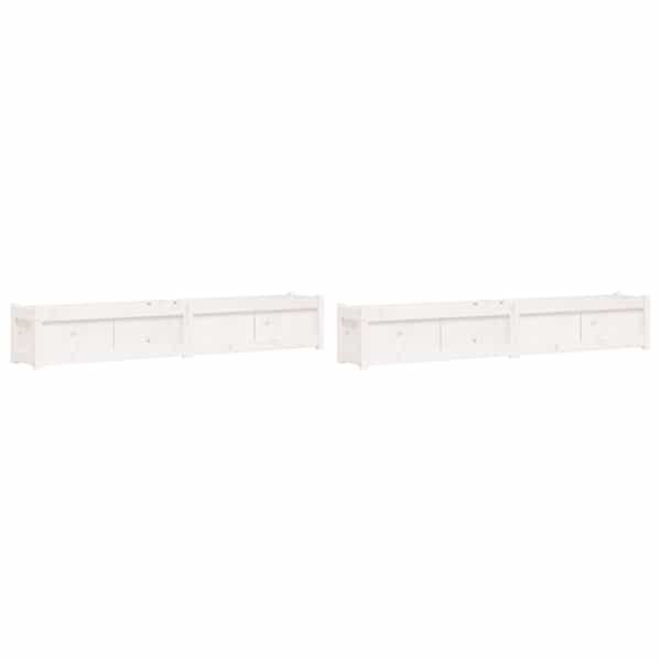 Taimekast 180 × 31 × 31 cm, täismännipuit – valge – 2 tk