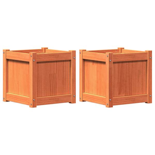 Taimekast 40 × 40 × 40 cm, täismännipuit – pruun – 2 tk