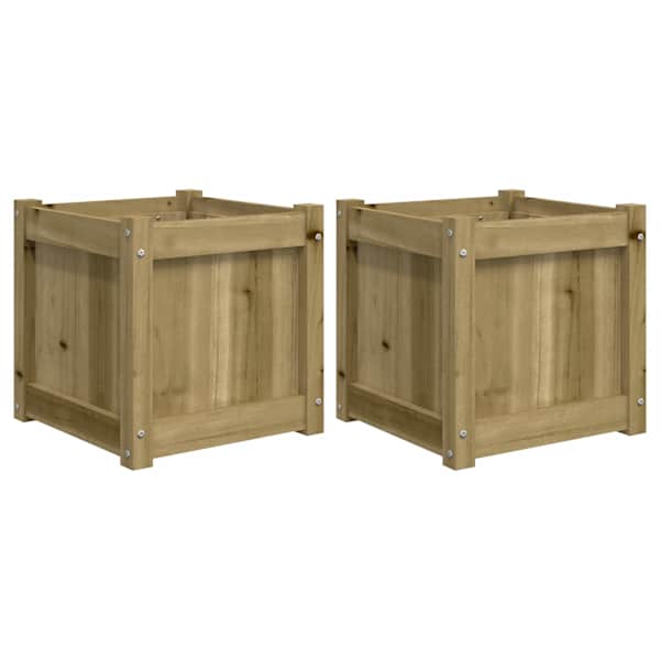 Taimekast 40 × 40 × 40 cm, survetöötlusega immutatud männipuit – immutatud puidu tooni – 2 tk