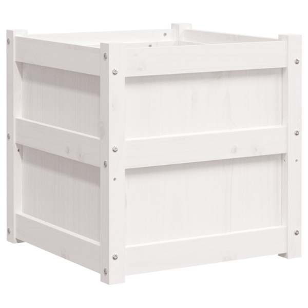 Taimekast 50 × 50 × 50 cm, täismännipuit – valge