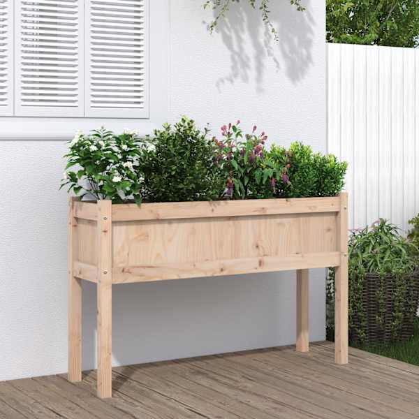 Taimekast jalgadega 110 × 31 × 70 cm, männipuit (töötlemata) – naturaalne männipuit