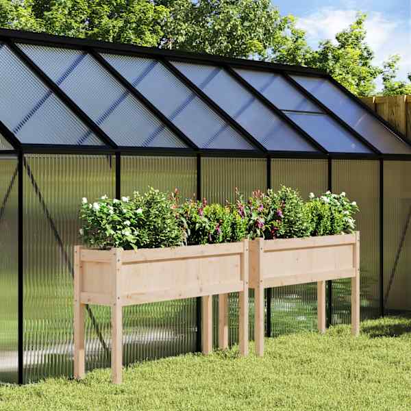 Taimekast jalgadega 110 × 31 × 70 cm, männipuit (töötlemata) – naturaalne männipuit – 2 tk