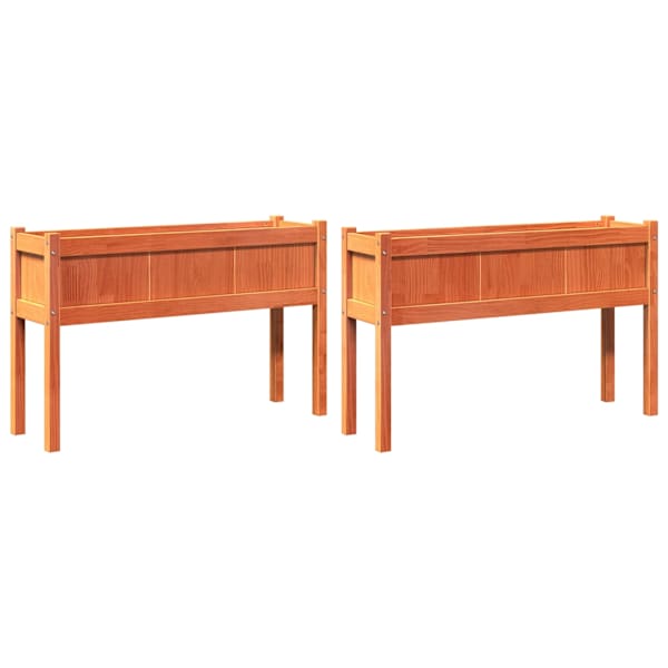 Taimekast jalgadega 110 × 31 × 70 cm, täismännipuit – pruun – 2 tk