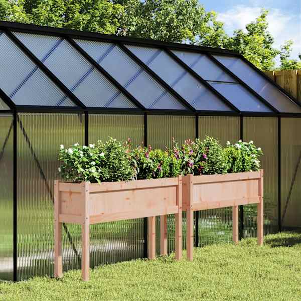 Taimekast jalgadega 110 × 31 × 70 cm, ebatsuugapuit (töötlemata) – naturaalne ebatsuuga – 2 tk