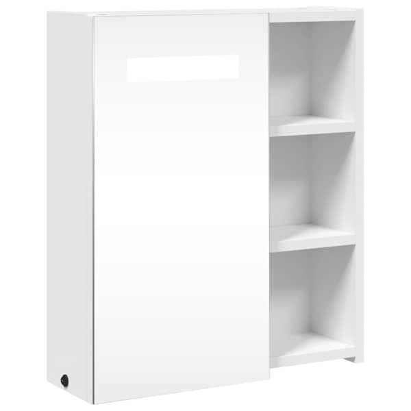 LED-valgustusega vannitoa peegelkapp, valge, 45 × 13 × 52 cm
