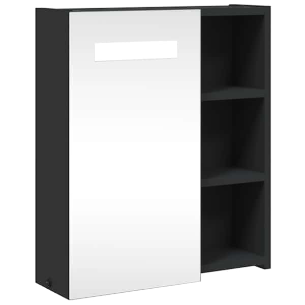 LED-valgustusega vannitoa peegelkapp, must, 45 × 13 × 52 cm