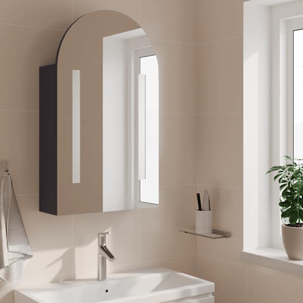 LED-valgustusega vannitoa peegelkapp, hall, 42 × 13 × 70 cm