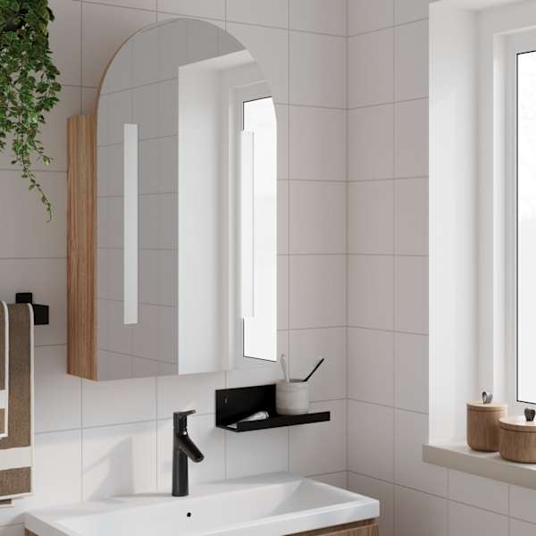 LED-valgustusega vannitoa peegelkapp, tamm, 42 × 13 × 70 cm