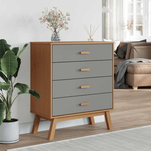 Kummut "OLDEN", hall ja pruun, männipuit