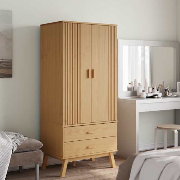 Riidekapp "OLDEN", pruun, 76,5 × 53 × 172 cm, männipuit
