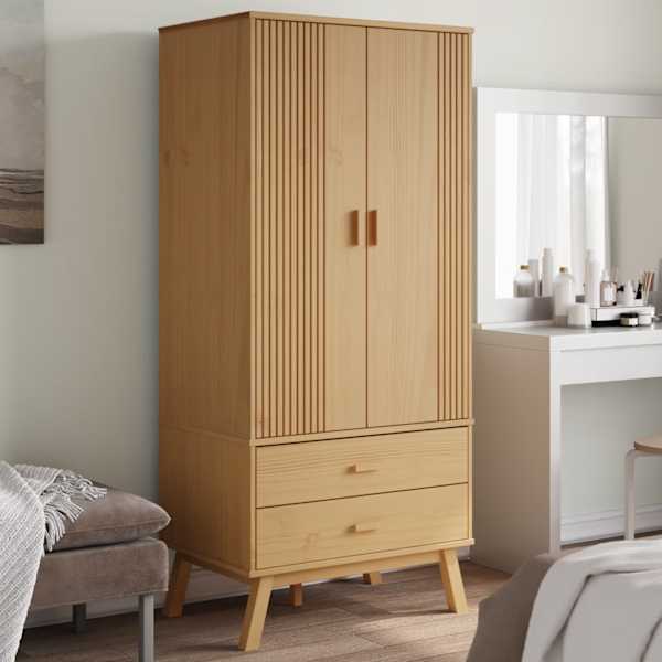 Riidekapp "OLDEN", pruun, 76,5 × 53 × 172 cm, männipuit