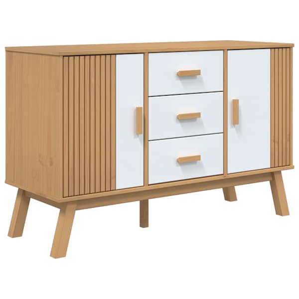 Puhvetkapp "OLDEN", valge ja pruun, 114 × 43 × 73,5 cm, männipuit