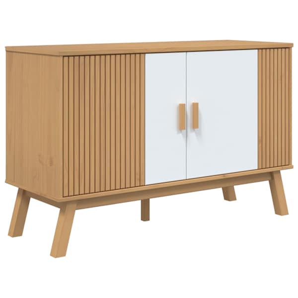 Puhvetkapp "OLDEN", valge ja pruun, 114 × 43 × 73,5 cm, männipuit