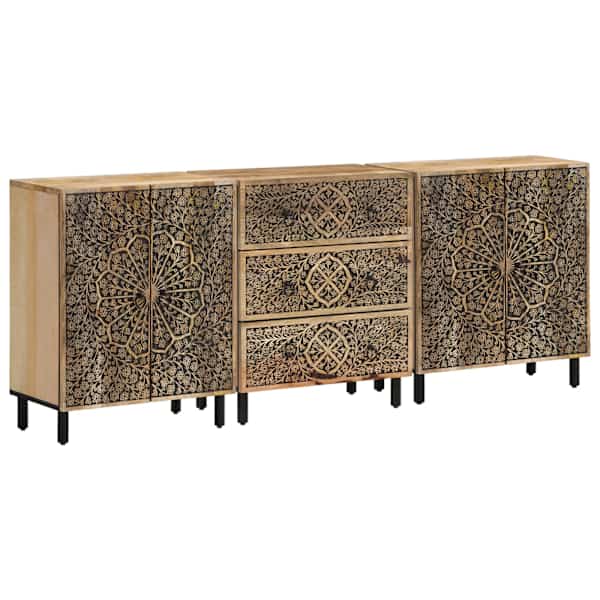 Puhvetkapid 3 tk, 60 × 33 × 75 cm, mangopuit