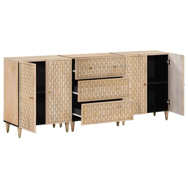 Puhvetkapid 3 tk, 60 × 33 × 75 cm, mangopuit