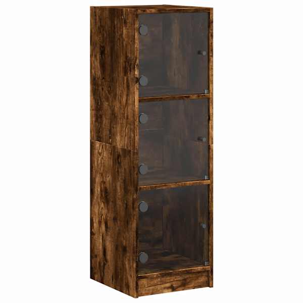 Kõrge kapp klaasustega, suitsutatud tamm, 35 × 37 × 109 cm