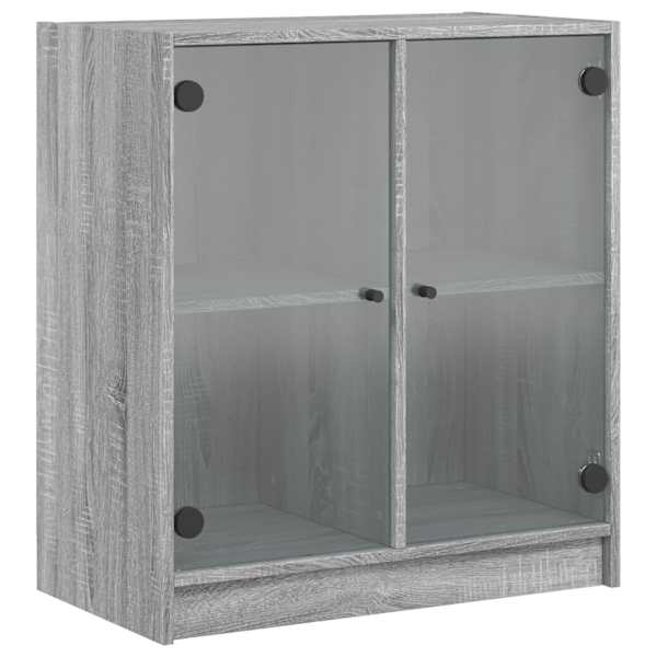 Klaasustega külgkapp, hall Sonoma tamm, 68 × 37 × 75,5 cm