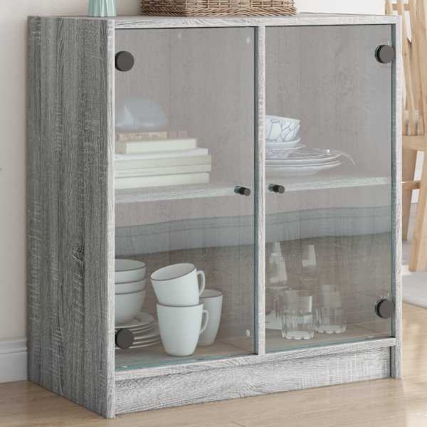 Klaasustega külgkapp, hall Sonoma tamm, 68 × 37 × 75,5 cm