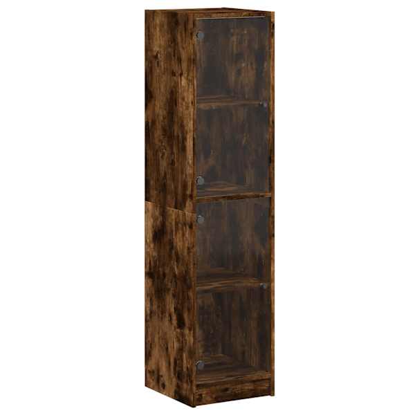 Kõrge kapp klaasustega, suitsutatud tamm, 35 × 37 × 142 cm