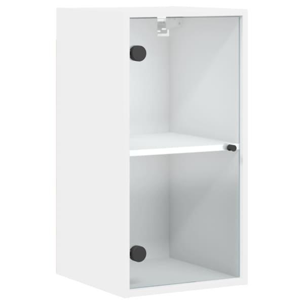 Klaasuksega seinakapp, valge, 35 × 37 × 68,5 cm