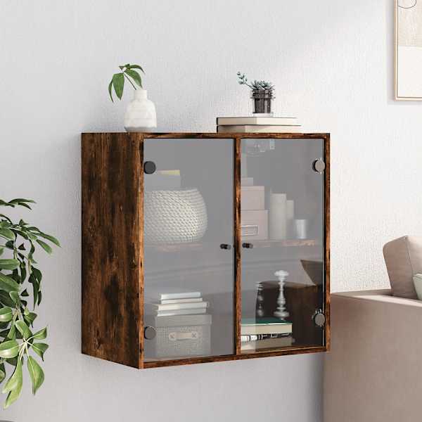 Klaasustega külgkapp, suitsutatud tamm, 68 × 37 × 68,5 cm