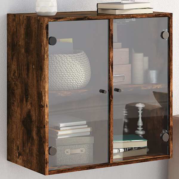 Klaasustega külgkapp, suitsutatud tamm, 68 × 37 × 68,5 cm