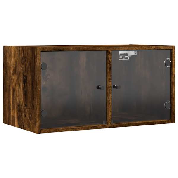 Klaasustega seinakapp, suitsutatud tamm, 68,5 × 37 × 35 cm