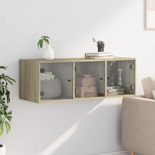 Klaasustega seinakapp, Sonoma tamm, 102 × 37 × 35 cm