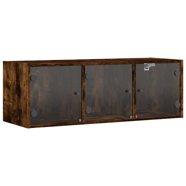 Klaasustega seinakapp, suitsutatud tamm, 102 × 37 × 35 cm