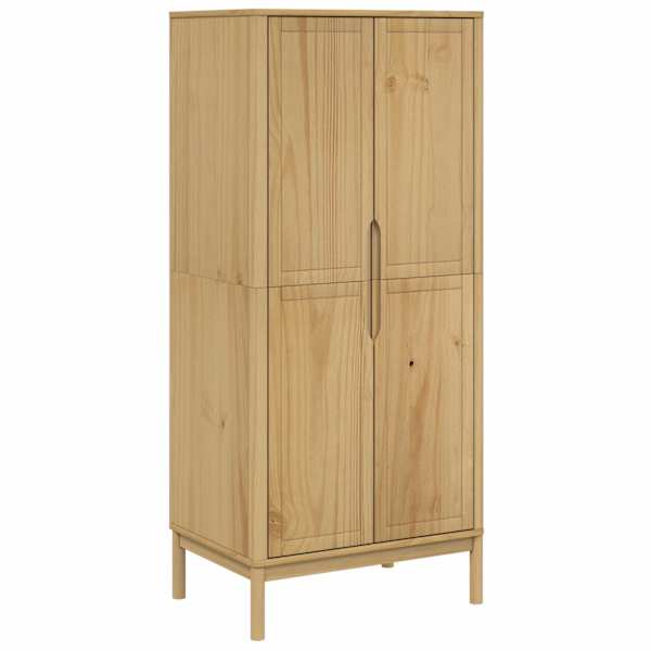 Riidekapp "FLORO", vahapruun, 77 × 53 × 171 cm, männipuit
