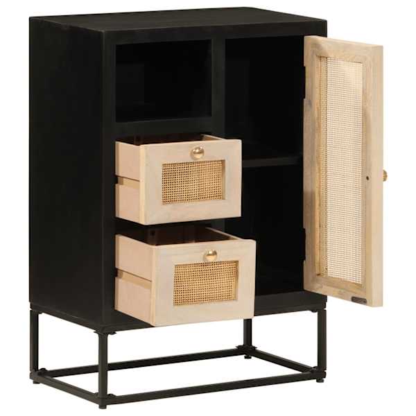 Puhvetkapp, must, 55 × 30 × 76 cm, mangopuit ja raud