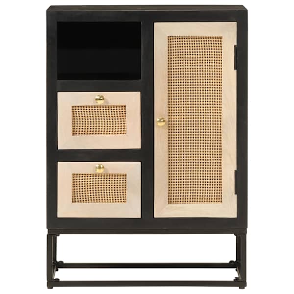 Puhvetkapp, must, 55 × 30 × 76 cm, mangopuit ja raud