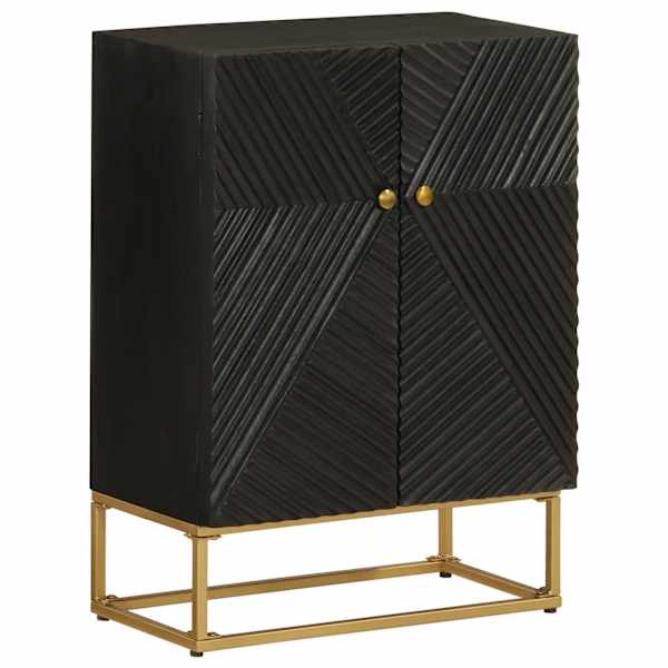 Puhvetkapp, must, 55 × 30 × 76 cm, mangopuit ja raud
