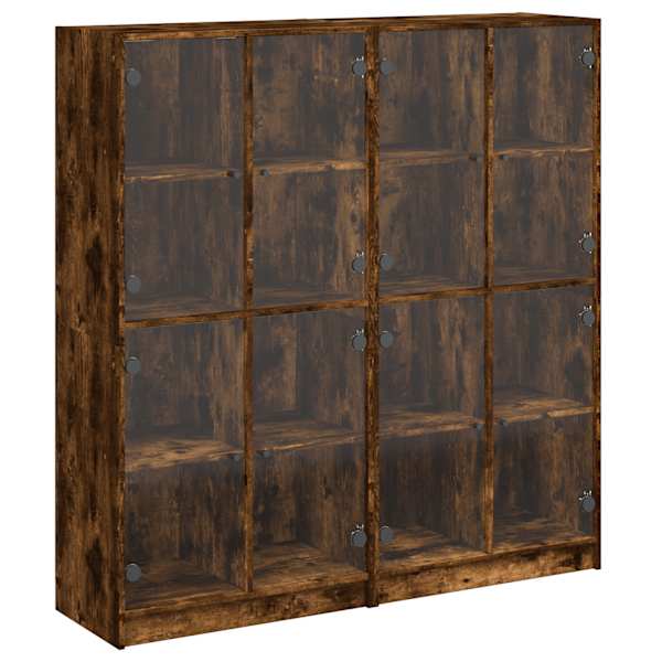 Ustega raamaturiiul, suitsutatud tamm, 136 × 37 × 142 cm, tehispuit