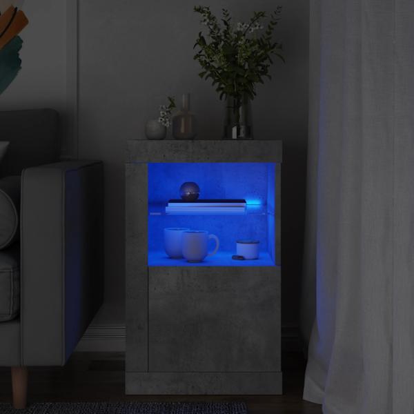 Külgkapp LED-valgustusega, betoonhall, tehispuit