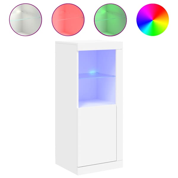 Puhvetkapp LED-tuledega, valge, 41 × 37 × 100 cm