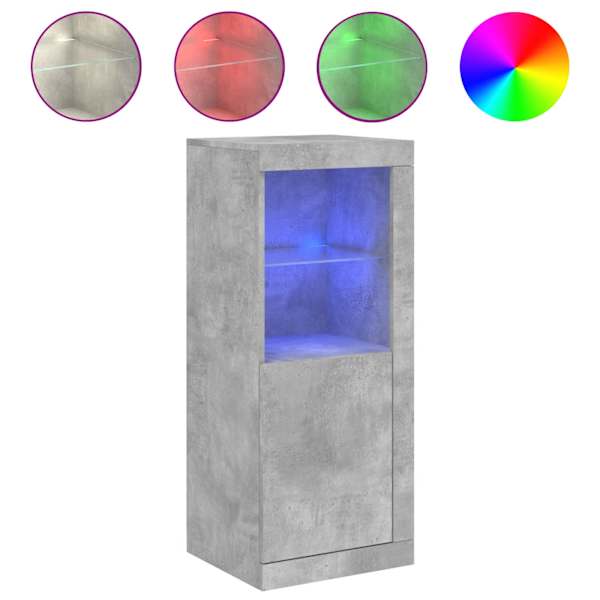 Puhvetkapp LED-tuledega, betoonhall, 41 × 37 × 100 cm