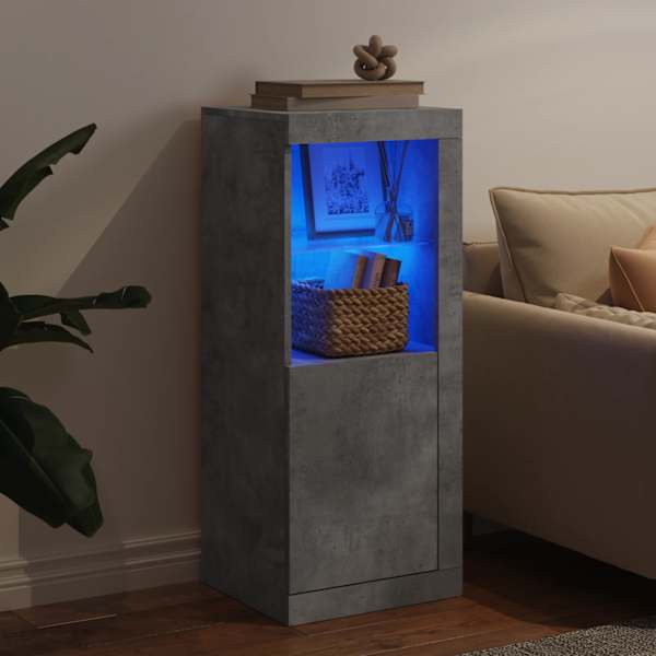 Puhvetkapp LED-tuledega, betoonhall, 41 × 37 × 100 cm