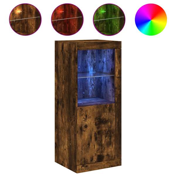 Puhvetkapp LED-tuledega, suitsutatud tamm, 41 × 37 × 100 cm