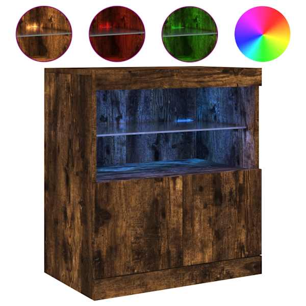 Puhvetkapp LED-tuledega, suitsutatud tamm, 60 × 37 × 67 cm
