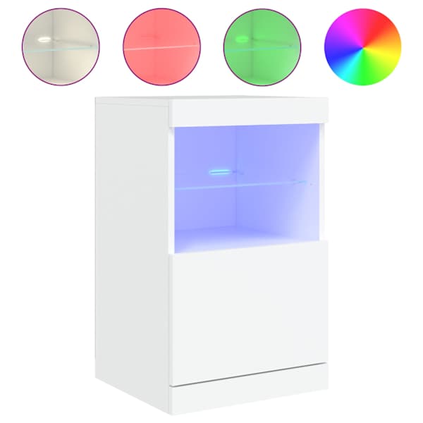 Puhvetkapp LED-tuledega, valge, 41 × 37 × 67 cm