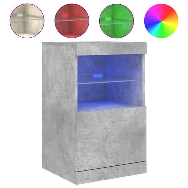 Puhvetkapp LED-tuledega, betoonhall, 41 × 37 × 67 cm