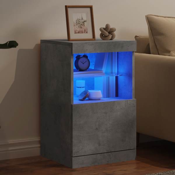 Puhvetkapp LED-tuledega, betoonhall, 41 × 37 × 67 cm