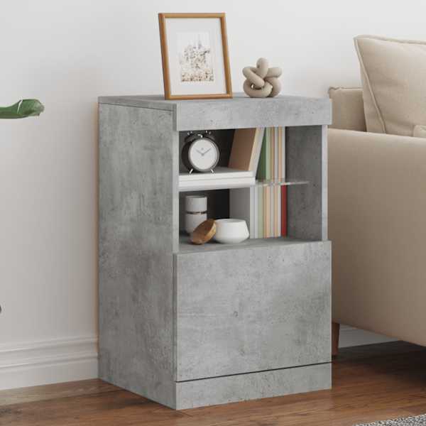 Puhvetkapp LED-tuledega, betoonhall, 41 × 37 × 67 cm