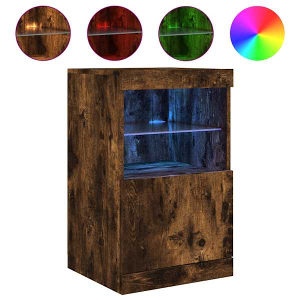 Puhvetkapp LED-tuledega, suitsutatud tamm, 41 × 37 × 67 cm